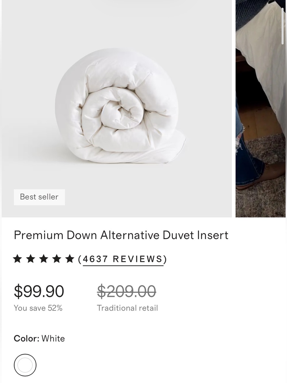 NEW Quince Premium Down Alternative Duvet Insert, Twin